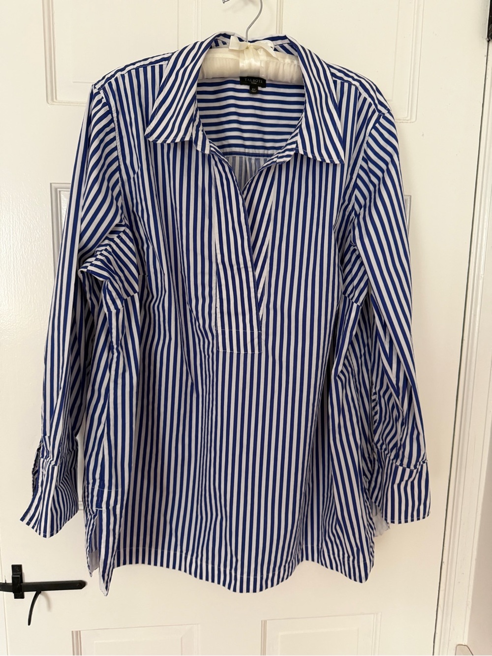 Talbots Blue and White Vertical Stripe Pullover Blouse/ Shirt/ Tunic , SIZE 2X